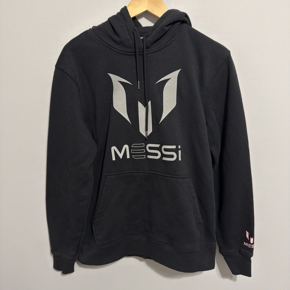Lionel Messi Hoodie Sweatshirt Black Soccer Football Men's Medium